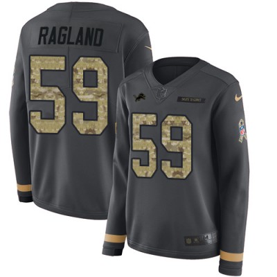 Nike Detroit Lions #59 Reggie Ragland Anthracite Salute to Service Women's Stitched NFL Limited Therma Long Sleeve Jersey